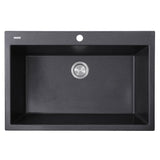 Nantucket Sinks - 33-inch Dual-mount Granite Composite Sink in Black - Matte With Metallic Flecks Black