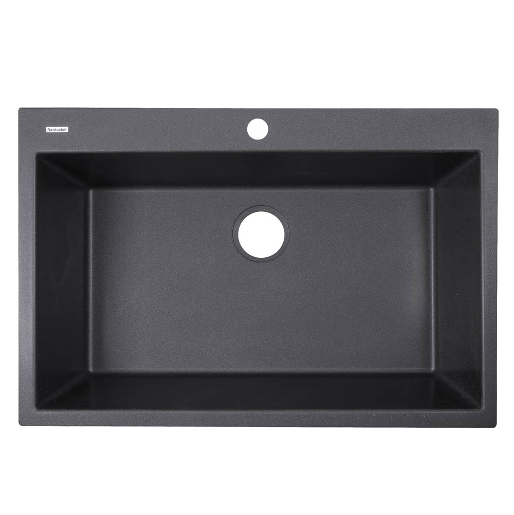 33-inch Dual-mount Granite Composite Sink in Black
