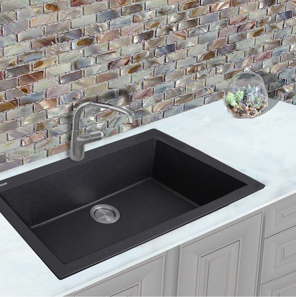 33-inch Dual-mount Granite Composite Sink in Black