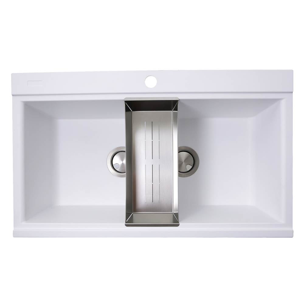 Nantucket Sinks - Large Double Bowl Prep Station Topmount Granite Composite White - Matte White