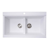 Large Double Bowl Prep Station Topmount Granite Composite Black