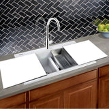 Large Double Bowl Prep Station Topmount Granite Composite Black