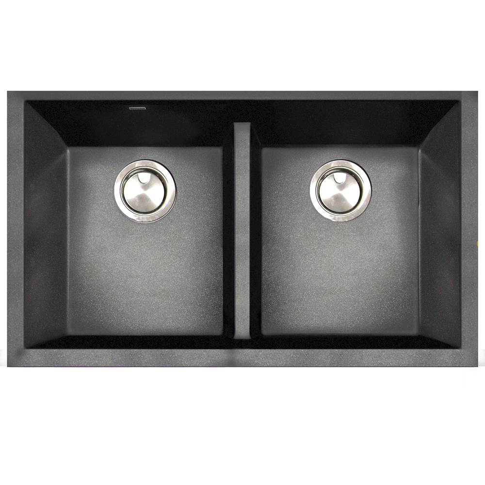 Nantucket Sinks - Undermount Double Equal Bowls With Low Divide - Granite Composite Black - Matte Black
