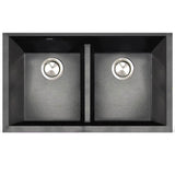 Nantucket Sinks - Undermount Double Equal Bowls With Low Divide - Granite Composite Black - Matte Black