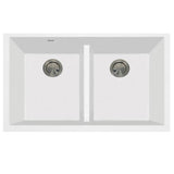 Nantucket Sinks - Undermount Double Equal Bowls With Low Divide - Granite Composite White - Matte White