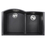 Nantucket Sinks - 60/40 Double Bowl Undermount Granite Composite Black - Matte Black
