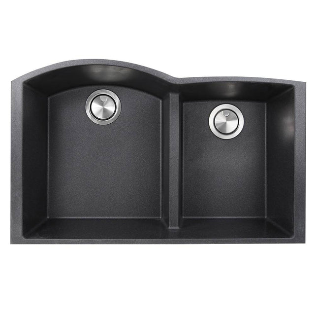 Nantucket Sinks - 60/40 Double Bowl Undermount Granite Composite Black - Matte Black