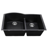 60/40 Double Bowl Undermount Granite Composite Black