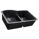 60/40 Double Bowl Undermount Granite Composite Black