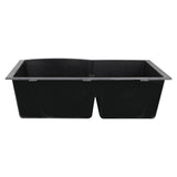 60/40 Double Bowl Undermount Granite Composite Black