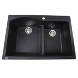 Nantucket Sinks - 60/40 Double Bowl Dual-mount Granite Composite Black - Matte Black