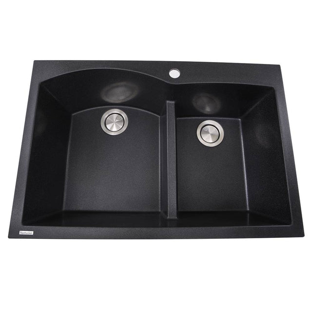 Nantucket Sinks - 60/40 Double Bowl Dual-mount Granite Composite Black - Matte Black