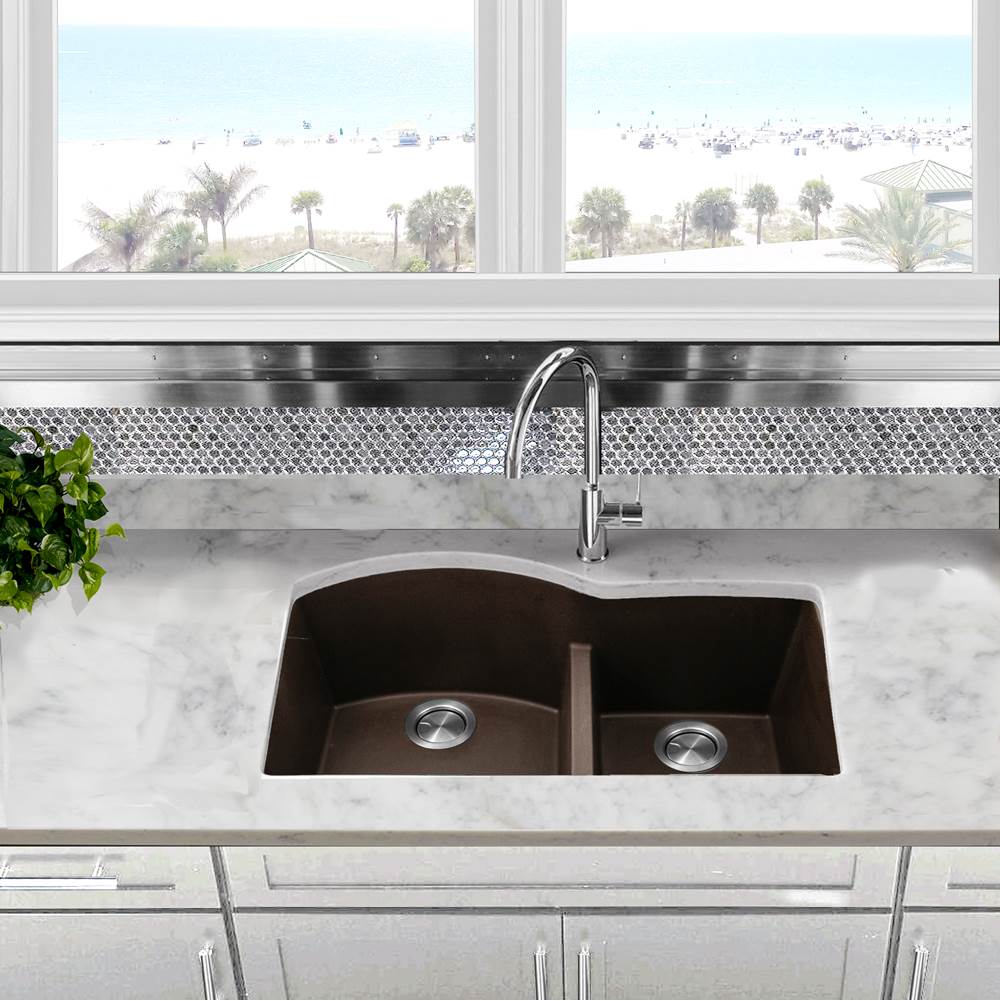 60/40 Double Bowl Undermount Granite Composite Black