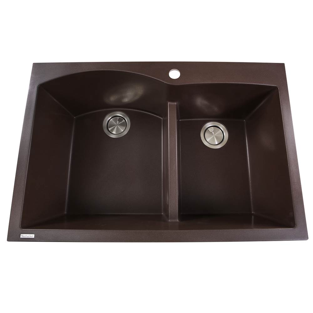 Nantucket Sinks - 60/40 Double Bowl Dual-mount Granite Composite Brown - Matte Brown