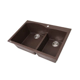60/40 Double Bowl Dual-mount Granite Composite Black