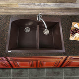 60/40 Double Bowl Dual-mount Granite Composite Black