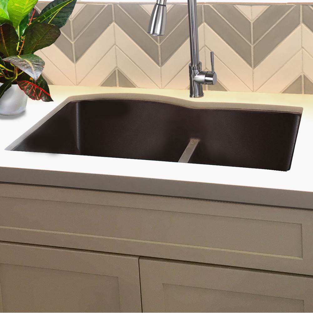 60/40 Double Bowl Dual-mount Granite Composite Black