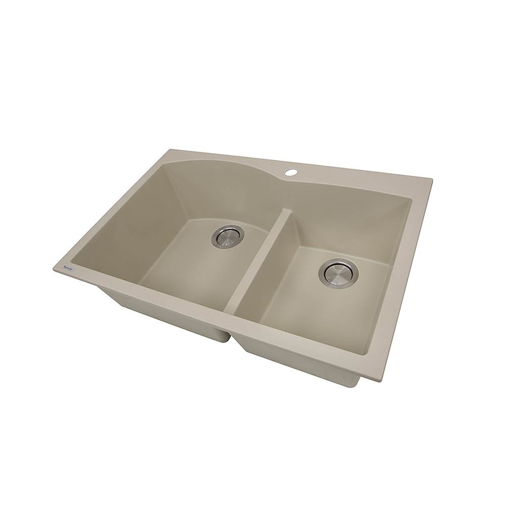60/40 Double Bowl Dual-mount Granite Composite Black
