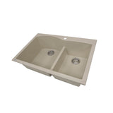 60/40 Double Bowl Dual-mount Granite Composite Black