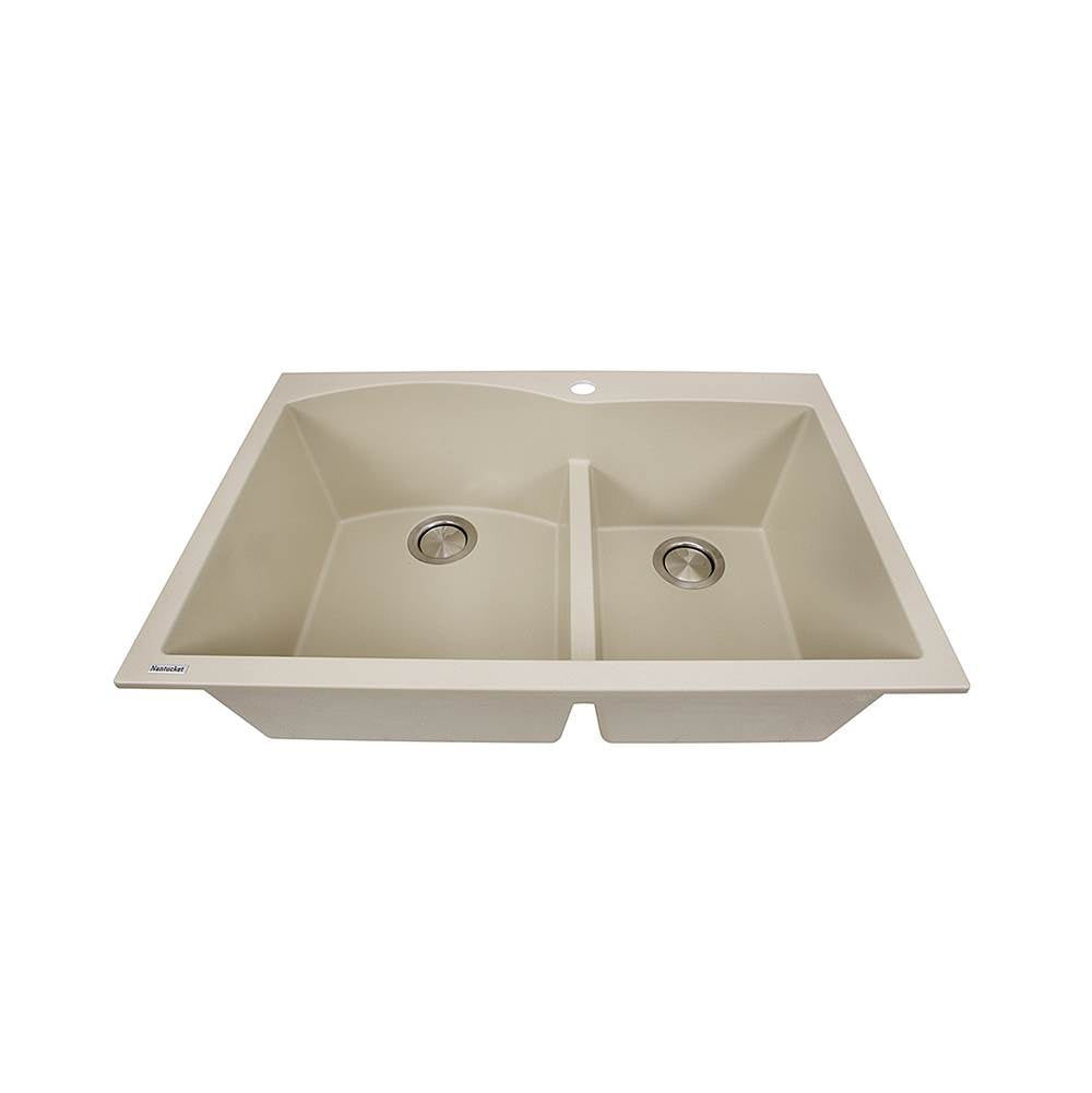 60/40 Double Bowl Dual-mount Granite Composite Black