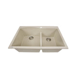 60/40 Double Bowl Dual-mount Granite Composite Black