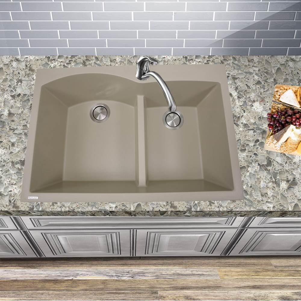 60/40 Double Bowl Dual-mount Granite Composite Black
