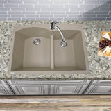 60/40 Double Bowl Dual-mount Granite Composite Black