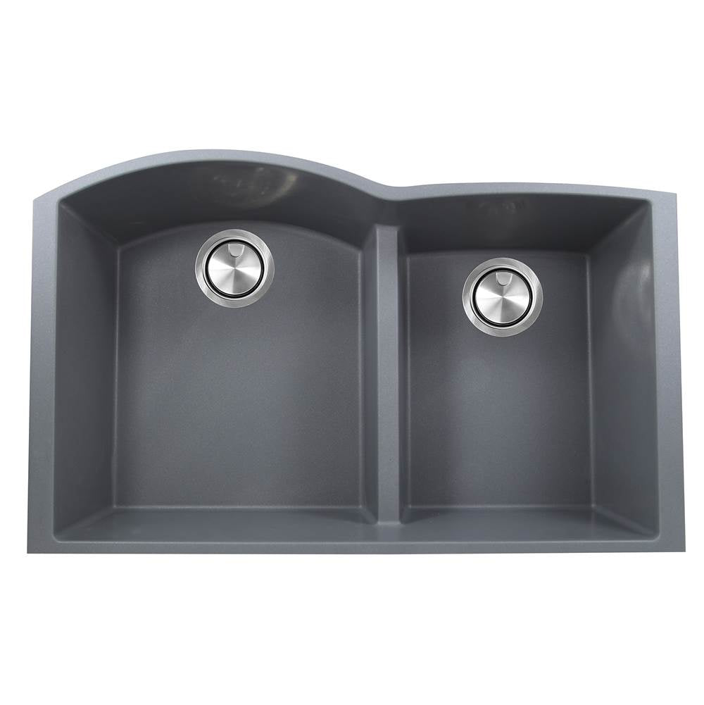 Nantucket Sinks - 60/40 Double Bowl Undermount Granite Composite Titanium - Matte Titanium
