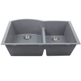 60/40 Double Bowl Undermount Granite Composite Black