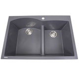 Nantucket Sinks - 60/40 Double Bowl Dual-mount Granite Composite Titanium - Matte Titanium
