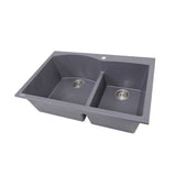 60/40 Double Bowl Dual-mount Granite Composite Black