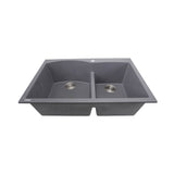 60/40 Double Bowl Dual-mount Granite Composite Black