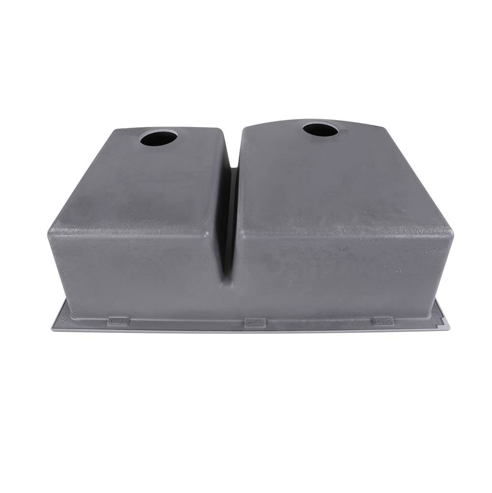 60/40 Double Bowl Dual-mount Granite Composite Black