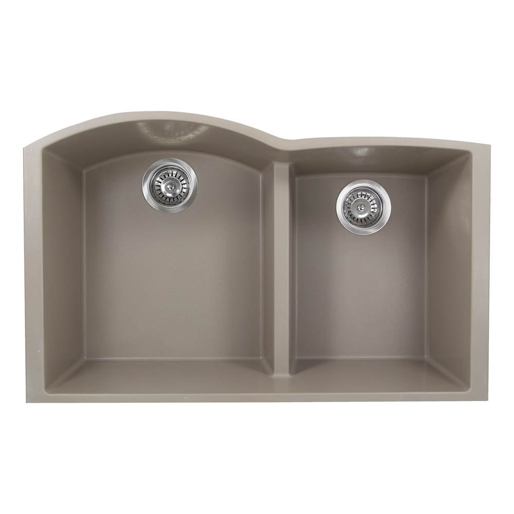 Nantucket Sinks - 60/40 Double Bowl Undermount Granite Composite Truffle - Matte Truffle
