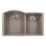 Nantucket Sinks - 60/40 Double Bowl Undermount Granite Composite Truffle - Matte Truffle