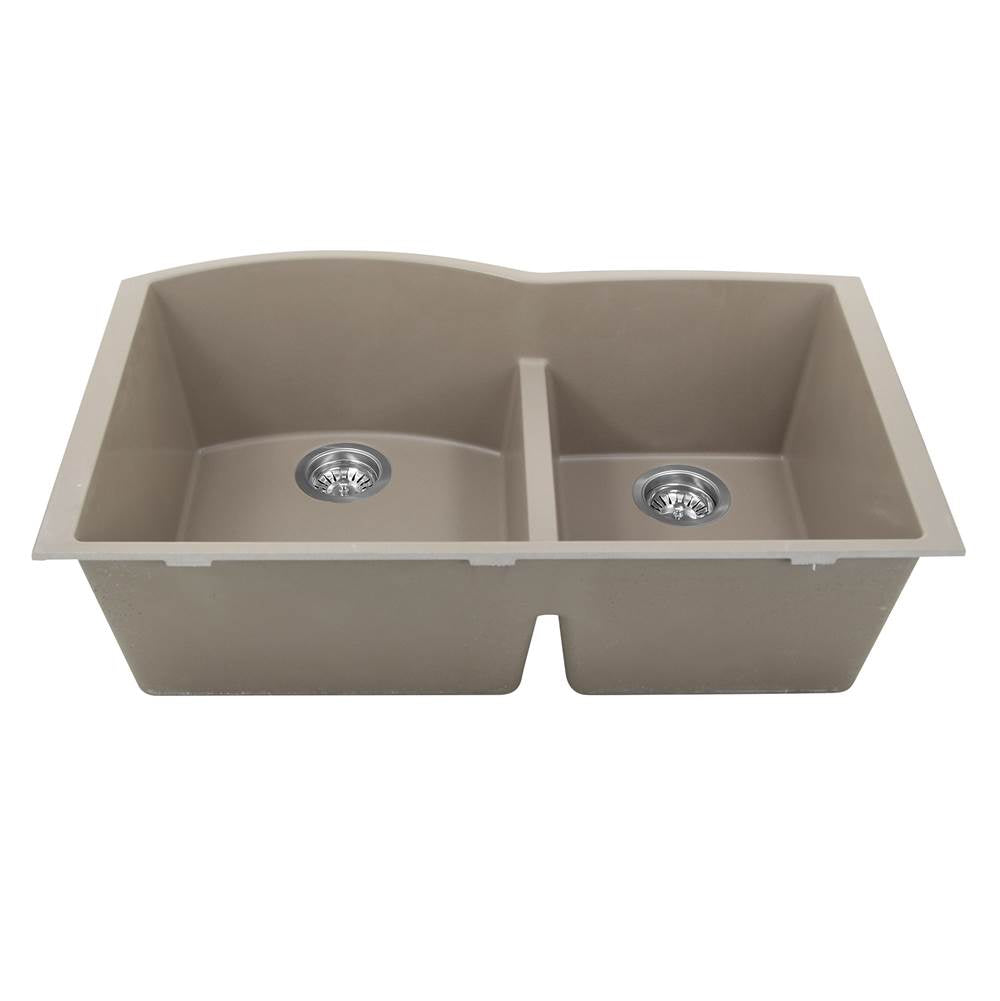 60/40 Double Bowl Undermount Granite Composite Black