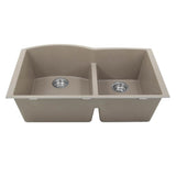 60/40 Double Bowl Undermount Granite Composite Black