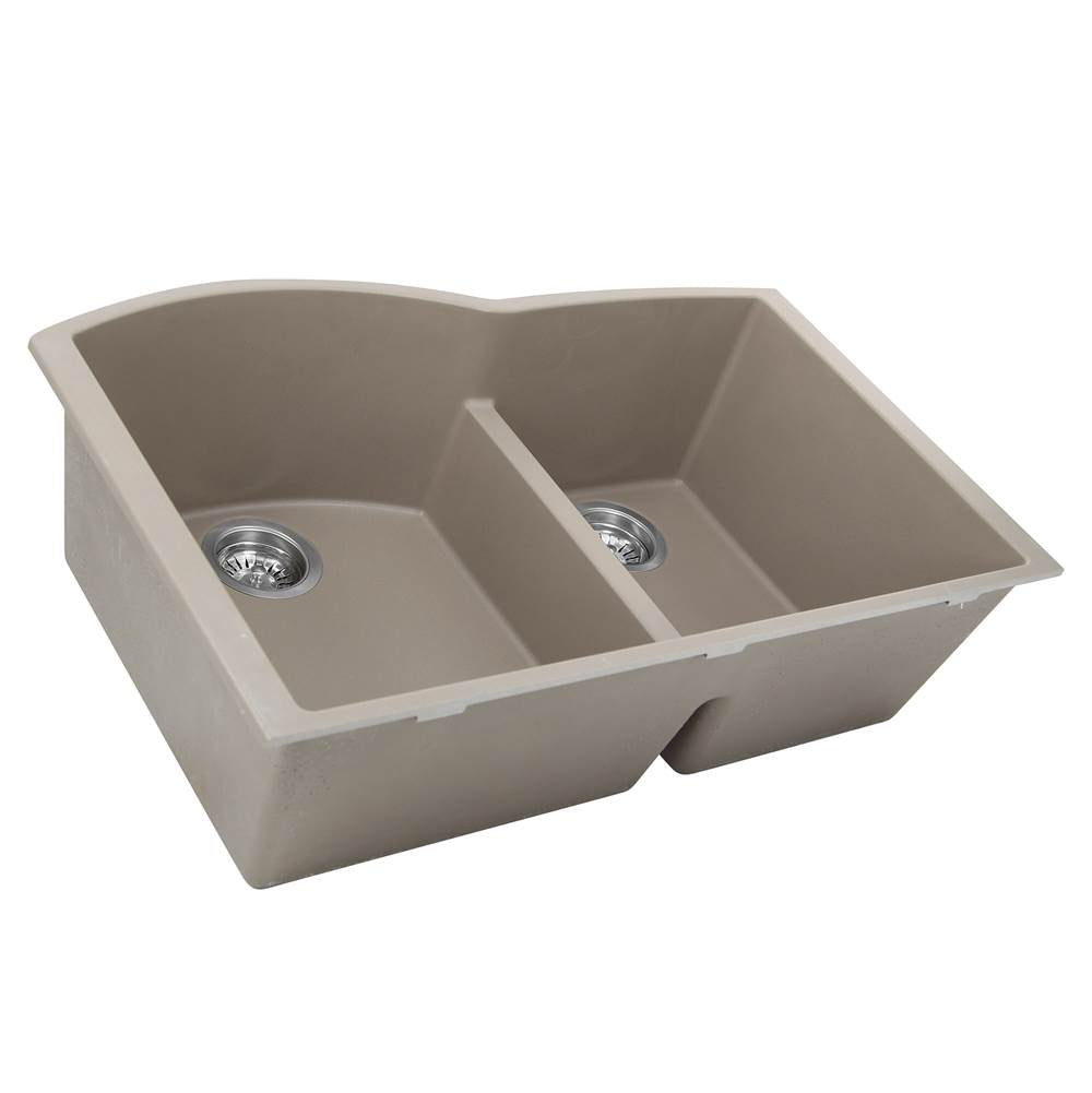60/40 Double Bowl Undermount Granite Composite Black