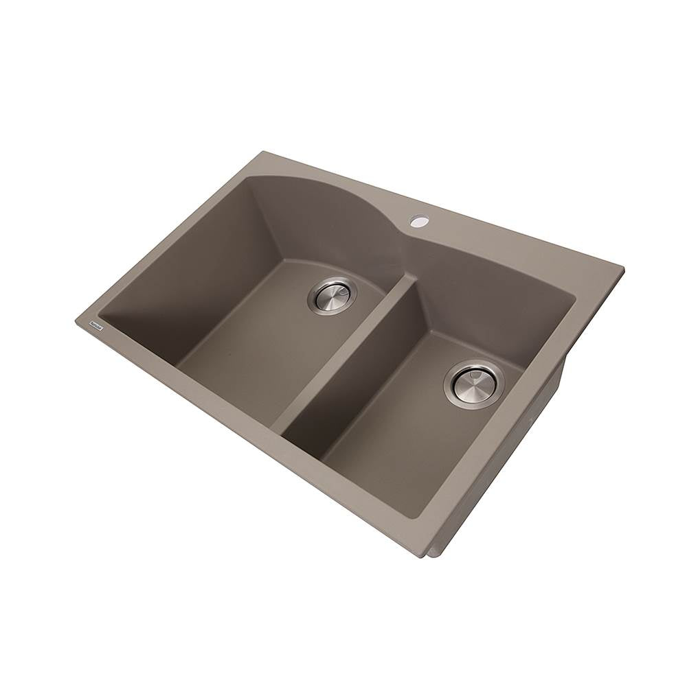 60/40 Double Bowl Dual-mount Granite Composite Black