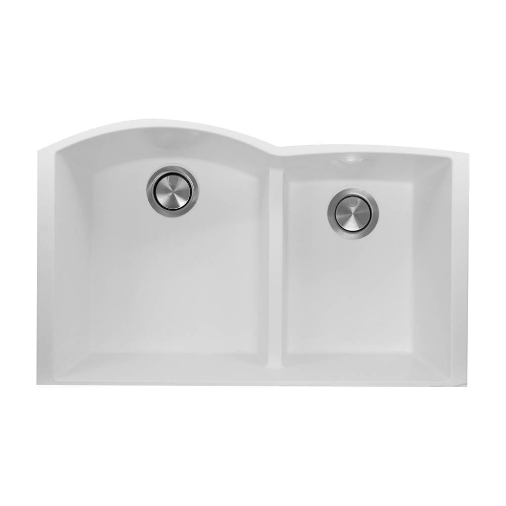 Nantucket Sinks - 60/40 Double Bowl Undermount Granite Composite White - Matte White