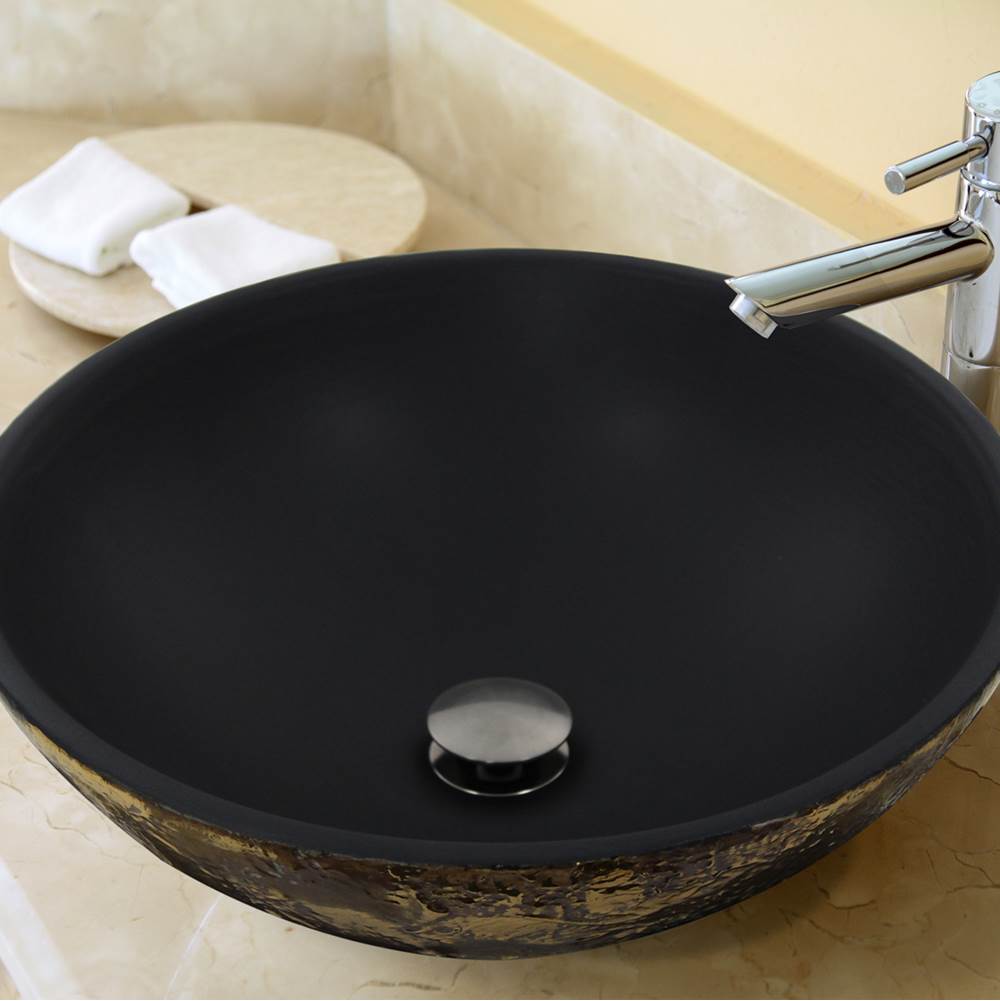 Drake Fireclay Hand-decorated Vanity Sink - Matte Black