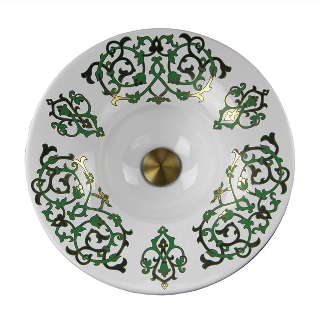 Nantucket Sinks - Lugano Fireclay Hand-decorated Vanity Sink - Glazed