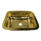 Nantucket Sinks - 17.5 Inch X 14.5 Inch Hammered Brass Rectangle Undermount Bar Sink - Brass
