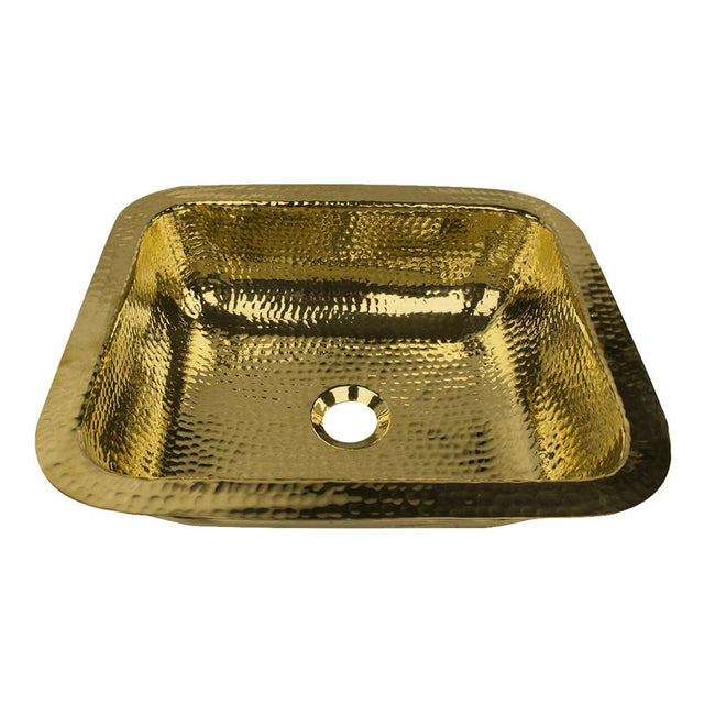Nantucket Sinks - 17.5 Inch X 14.5 Inch Hammered Brass Rectangle Undermount Bar Sink - Brass