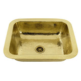 17.5 Inch X 14.5 Inch Hammered Brass Rectangle Undermount Bar Sink