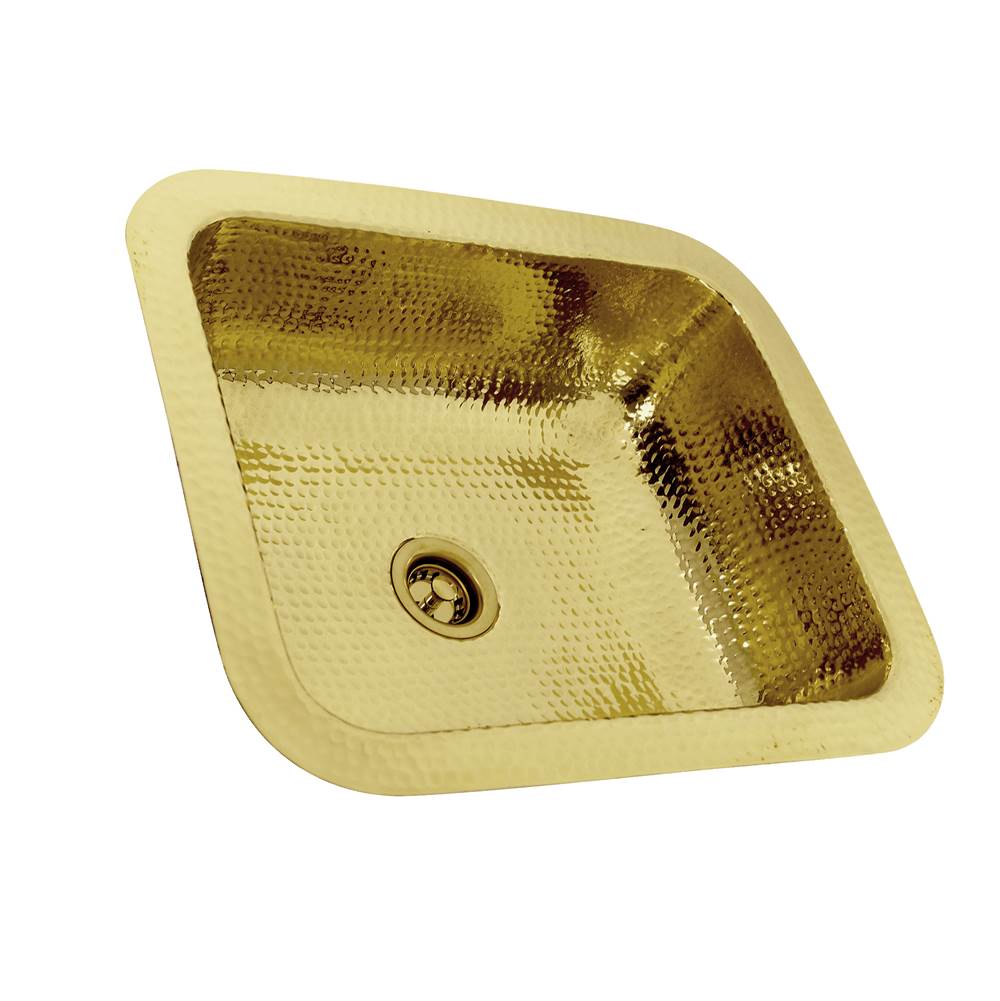 17.5 Inch X 14.5 Inch Hammered Brass Rectangle Undermount Bar Sink