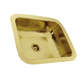 17.5 Inch X 14.5 Inch Hammered Brass Rectangle Undermount Bar Sink