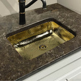 17.5 Inch X 14.5 Inch Hammered Brass Rectangle Undermount Bar Sink