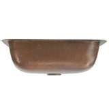 17 Inch X 14 Inch Hammered Copper Rectangle Undermount Bathroom Sink, 1.5 Inch Drain