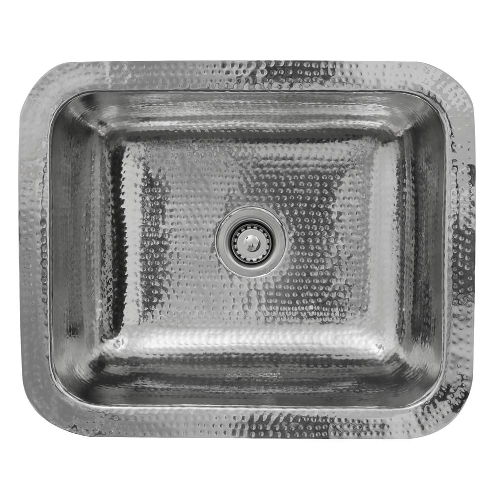 Nantucket Sinks - 17.5 Inch Hammered Stainless Steel Rectangle Bar Sink - Glazed Stainless Steel